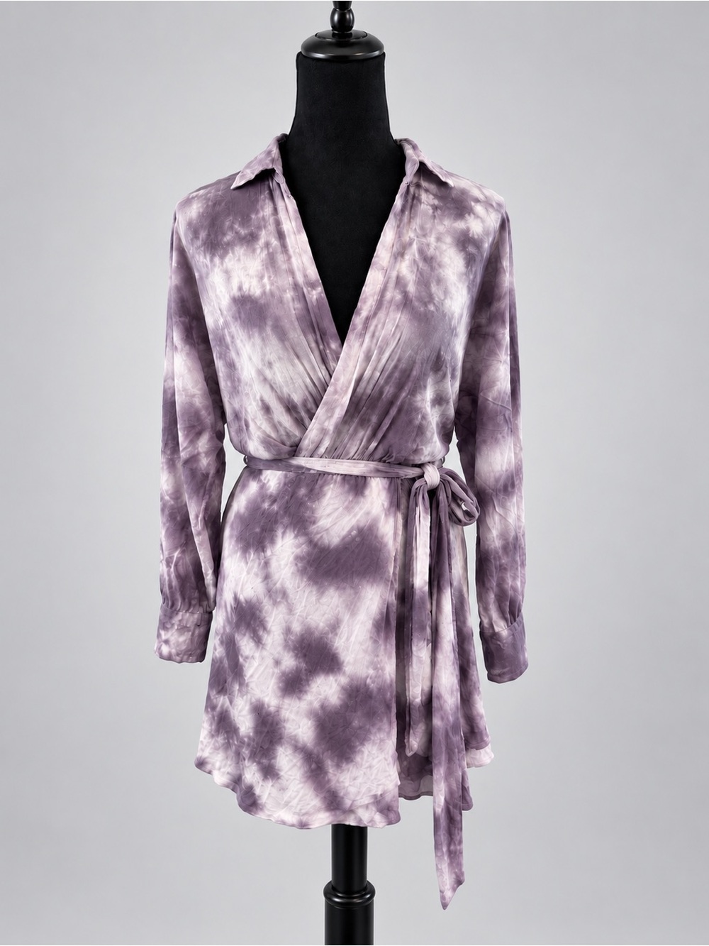 NWT Young Fabulous & Broke Purple Tie Dye Wrap Dress M Rayon Boho